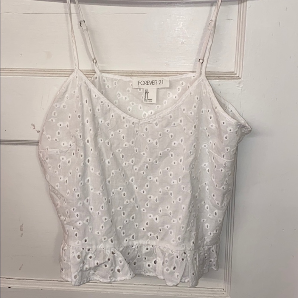 Cropped white crochet tank (forever 21)